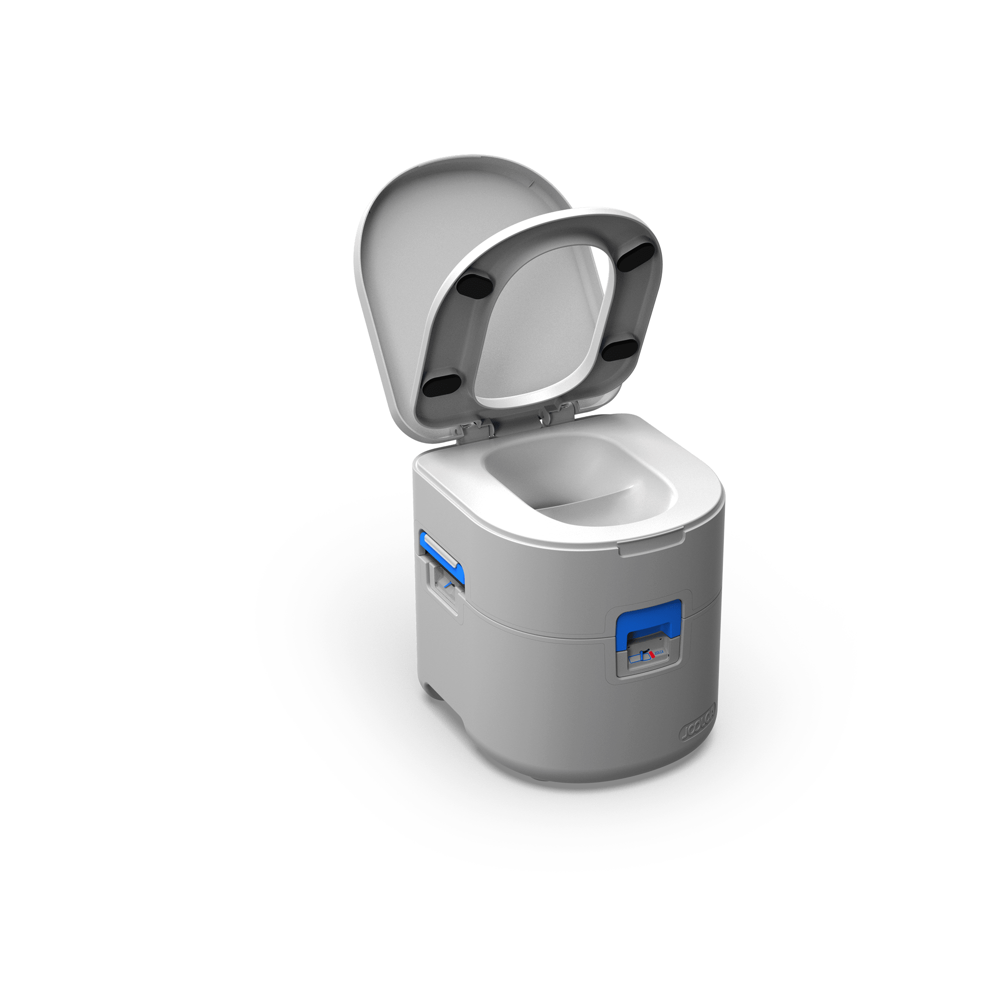 GottaGo with the lid and seat raised showing the bowl