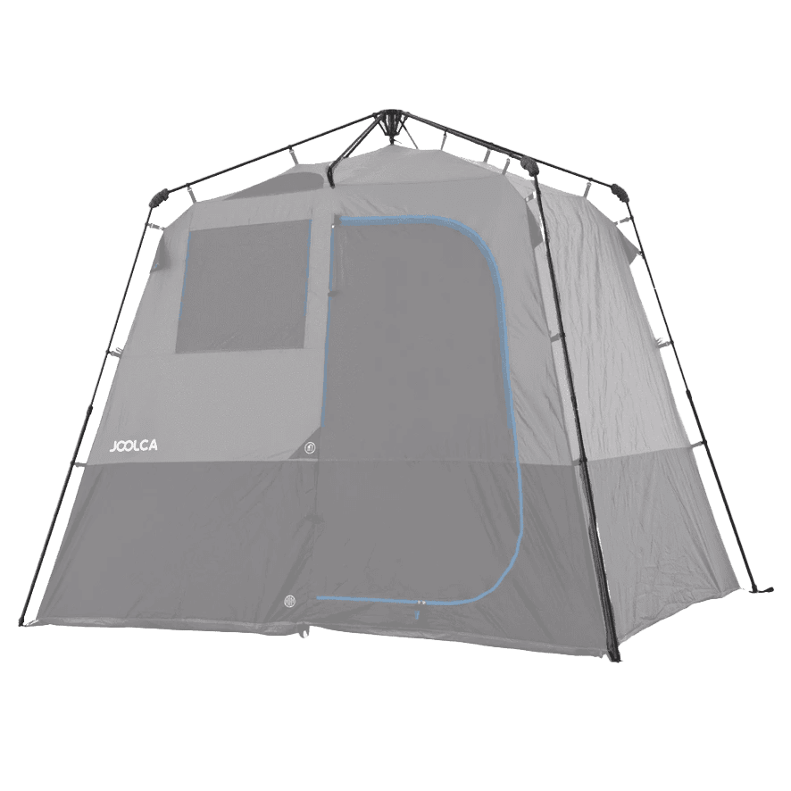Ensuite Triple - External Frame Kit by Joolca featuring a sturdy black and grey structure with blue trim, designed for rugged outdoor shower and privacy setups in off-grid camping.