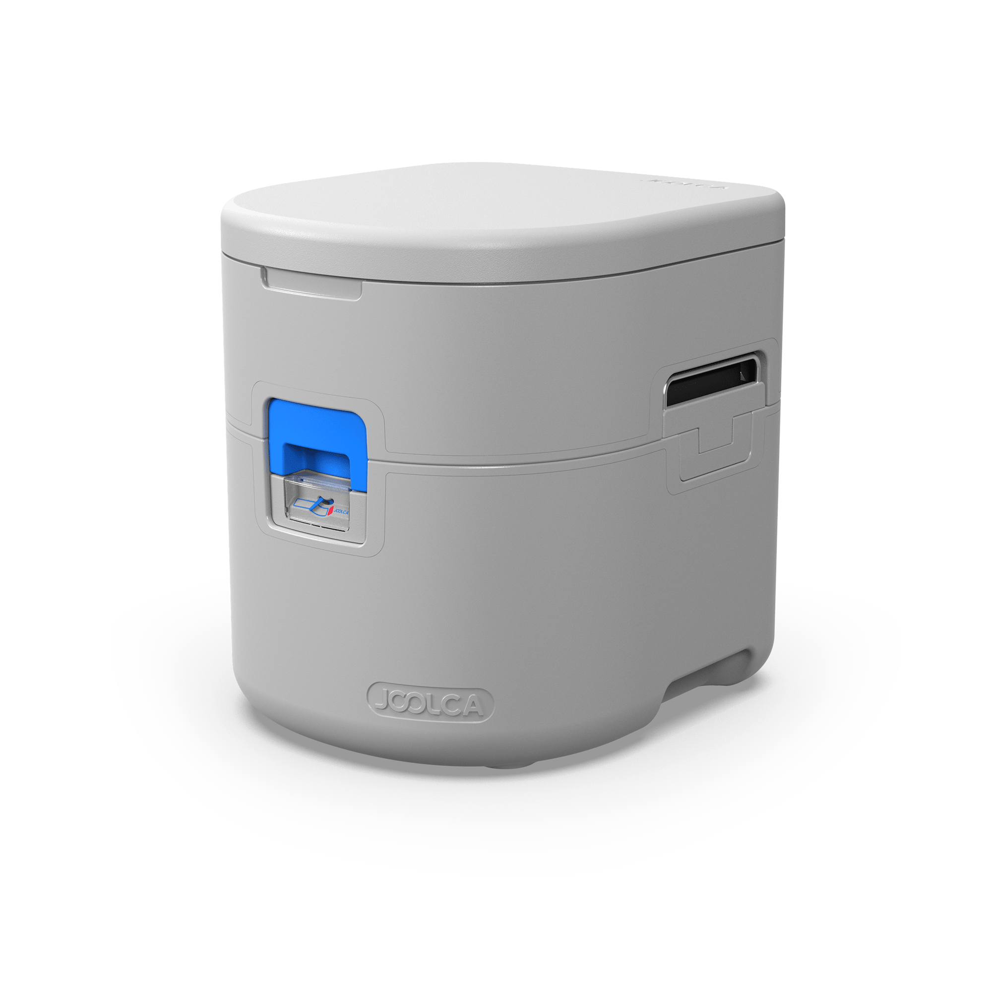 GottaGo portable toilet with blue handle and waste tank door