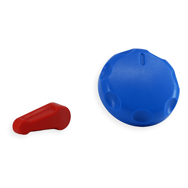 Red gas dial and blue water dial for the HOTTAP V2