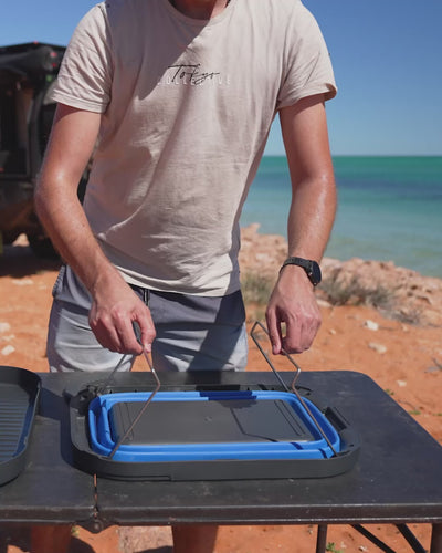 Pulling the Flexi Sink up from flat on a camp table